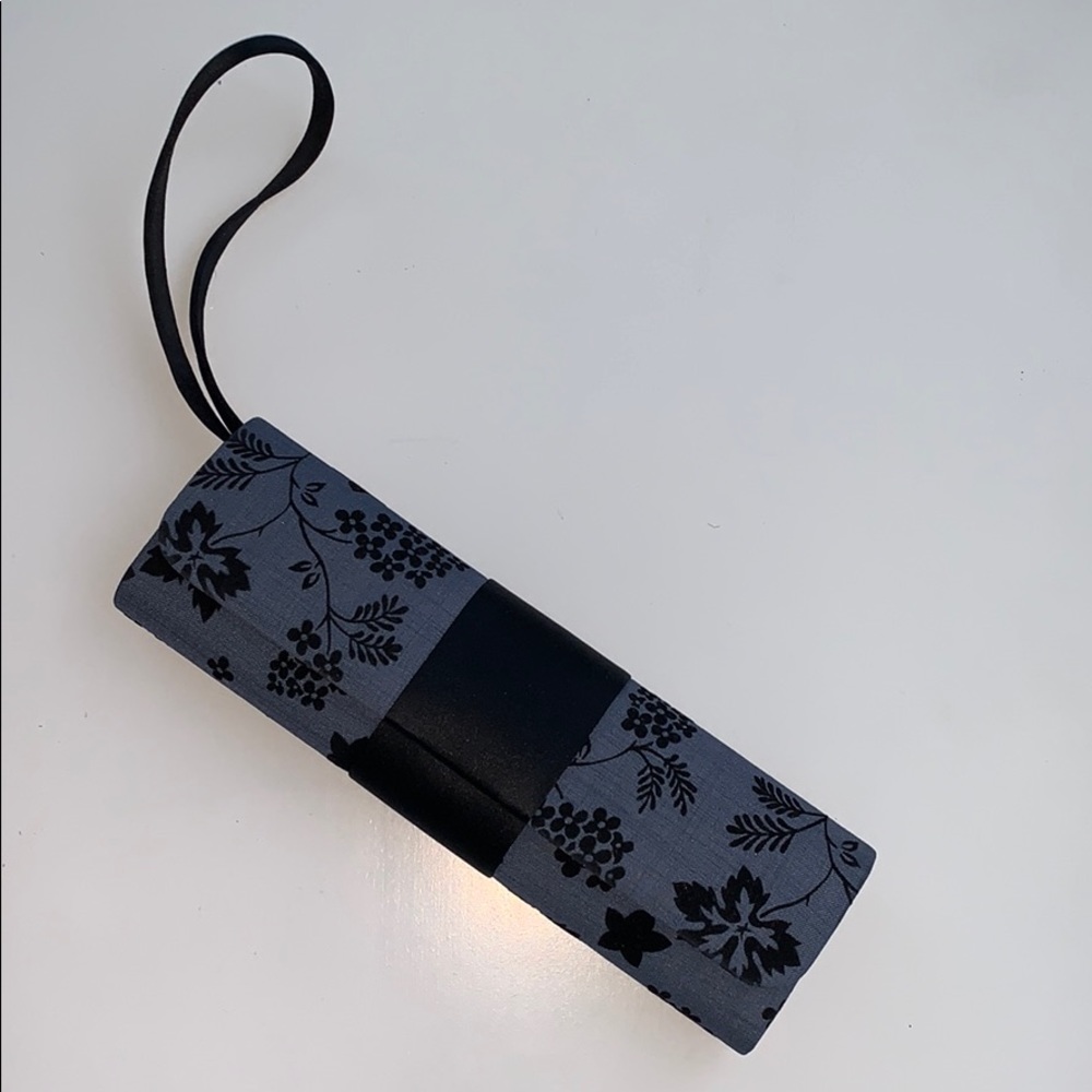 Blue & Black Floral Clutch/Wristlet